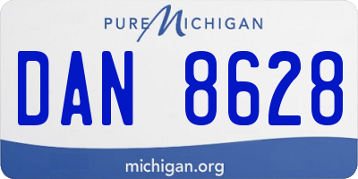 MI license plate DAN8628