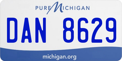 MI license plate DAN8629