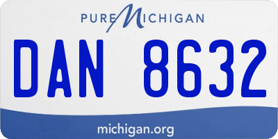 MI license plate DAN8632