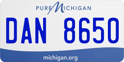 MI license plate DAN8650