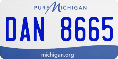 MI license plate DAN8665