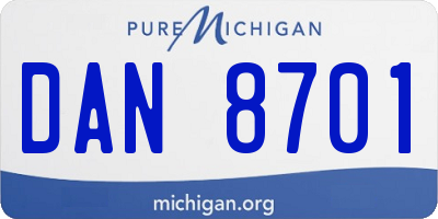 MI license plate DAN8701