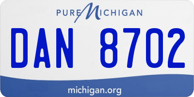 MI license plate DAN8702