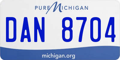 MI license plate DAN8704