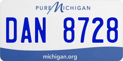 MI license plate DAN8728