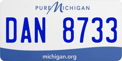 MI license plate DAN8733
