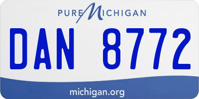 MI license plate DAN8772