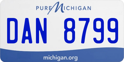 MI license plate DAN8799