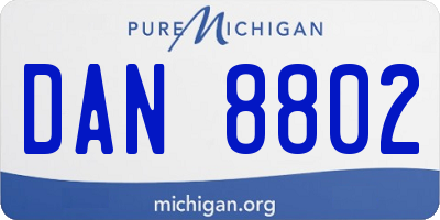 MI license plate DAN8802