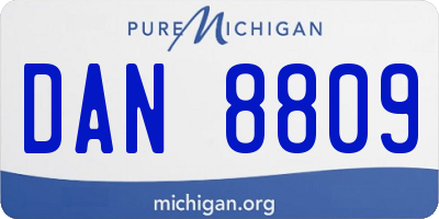 MI license plate DAN8809