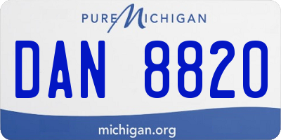 MI license plate DAN8820