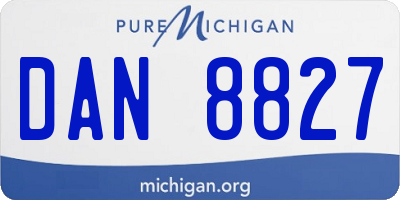 MI license plate DAN8827