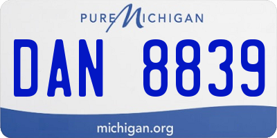 MI license plate DAN8839