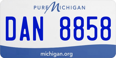 MI license plate DAN8858