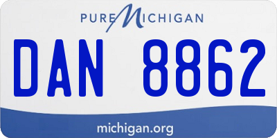 MI license plate DAN8862