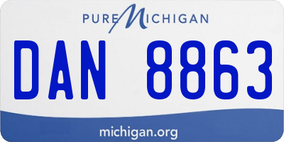 MI license plate DAN8863