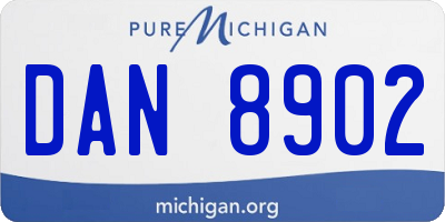 MI license plate DAN8902