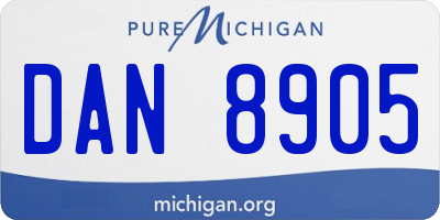 MI license plate DAN8905