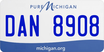 MI license plate DAN8908