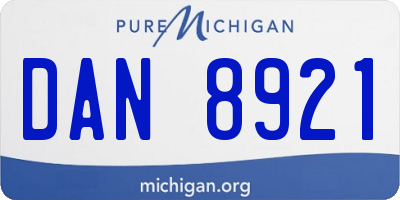 MI license plate DAN8921