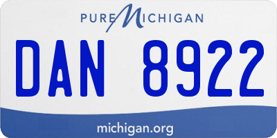 MI license plate DAN8922