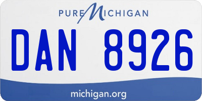 MI license plate DAN8926