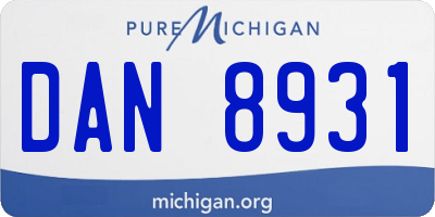 MI license plate DAN8931
