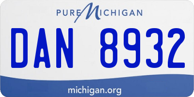 MI license plate DAN8932