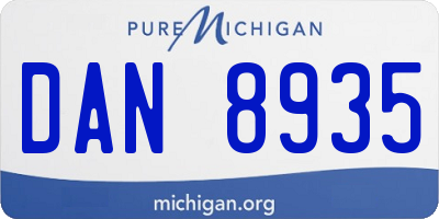 MI license plate DAN8935