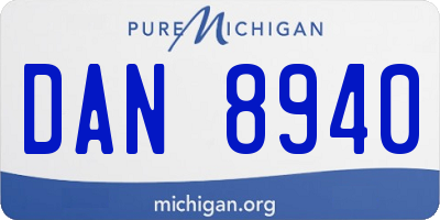 MI license plate DAN8940