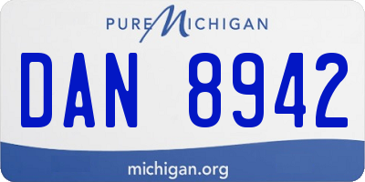 MI license plate DAN8942