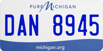 MI license plate DAN8945