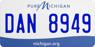 MI license plate DAN8949