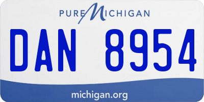 MI license plate DAN8954