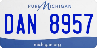 MI license plate DAN8957
