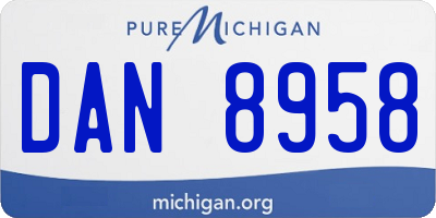 MI license plate DAN8958