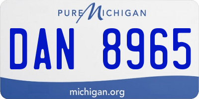 MI license plate DAN8965