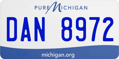 MI license plate DAN8972