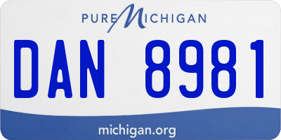 MI license plate DAN8981