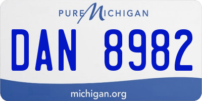 MI license plate DAN8982