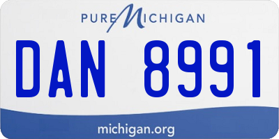 MI license plate DAN8991