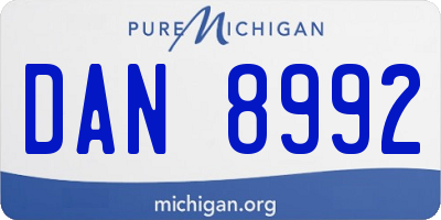 MI license plate DAN8992