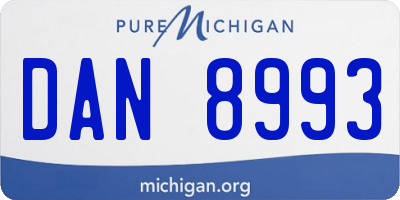 MI license plate DAN8993