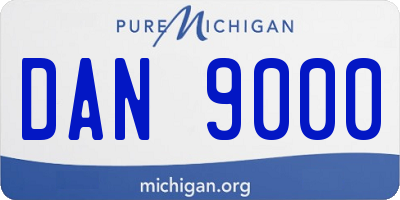 MI license plate DAN9000