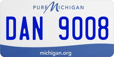 MI license plate DAN9008