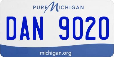 MI license plate DAN9020