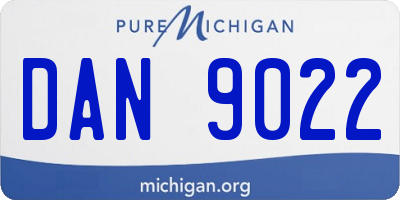 MI license plate DAN9022
