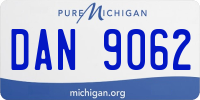 MI license plate DAN9062