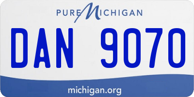 MI license plate DAN9070