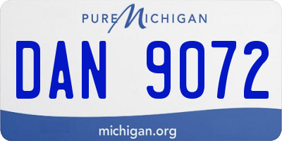 MI license plate DAN9072